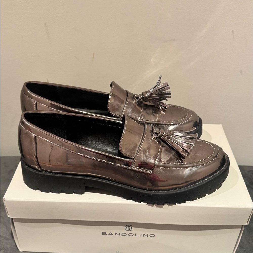 Bandolino Women's Shiny Silver Loafers